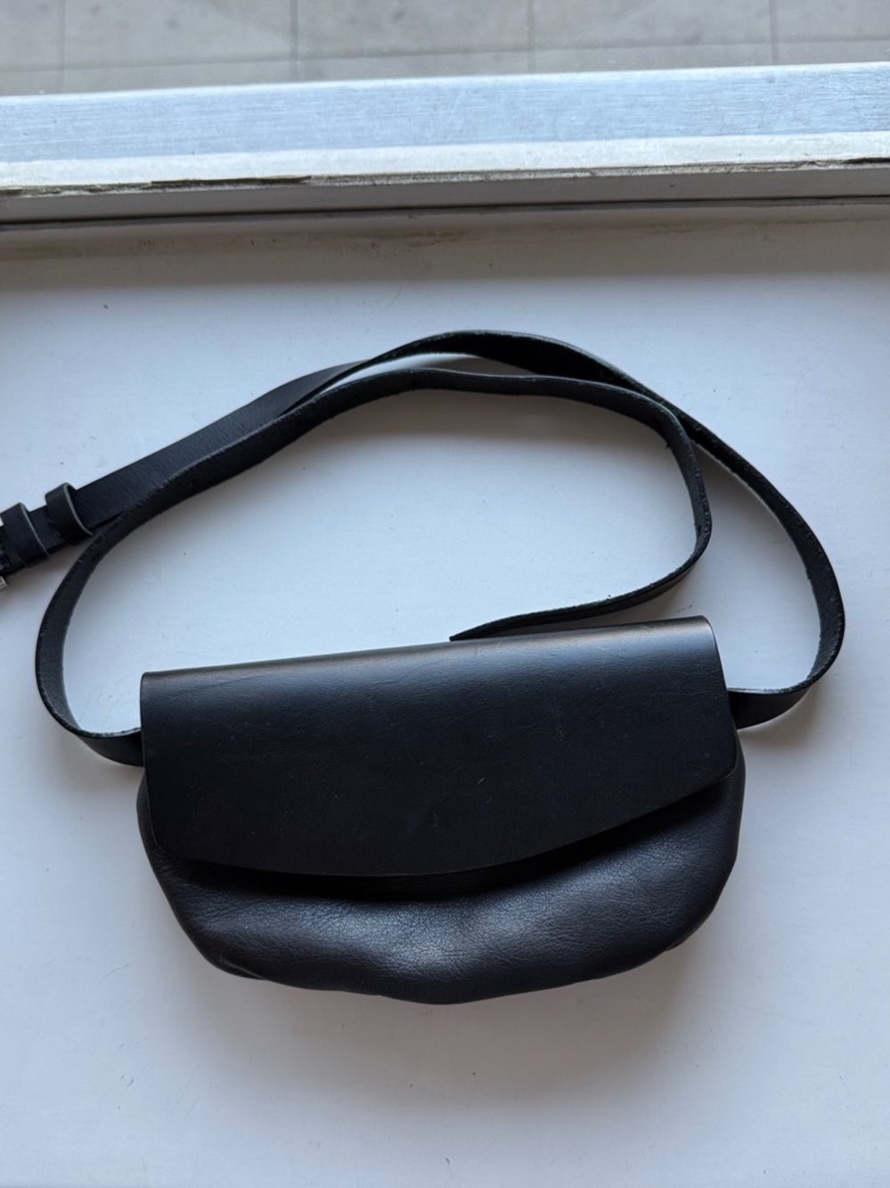 COS Black Leather Fanny Pack / Crossbody Belt Bag
